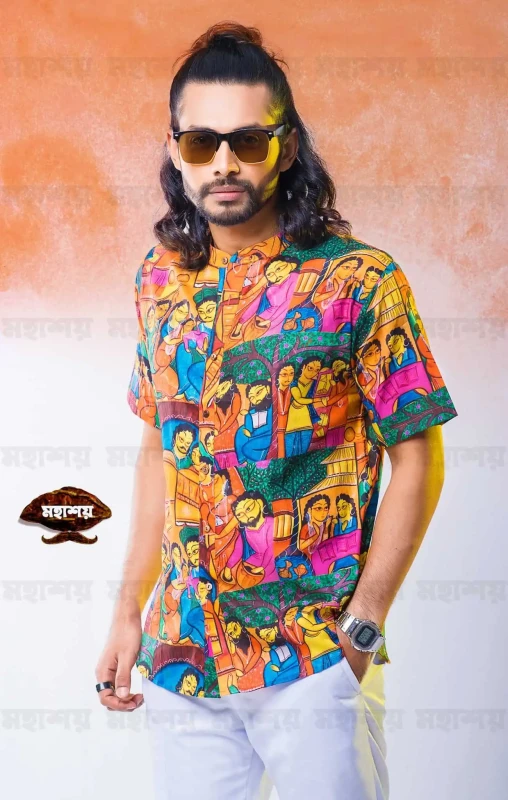 Multicolor Pattachitra Art Cotton Shirt
