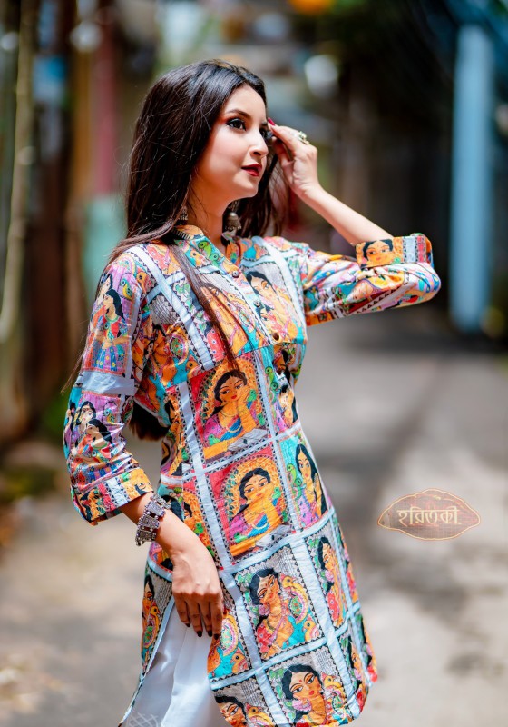 Madhubani handpainted kurta | Blouse work designs, Embroidery designs  fashion, Painted clothes