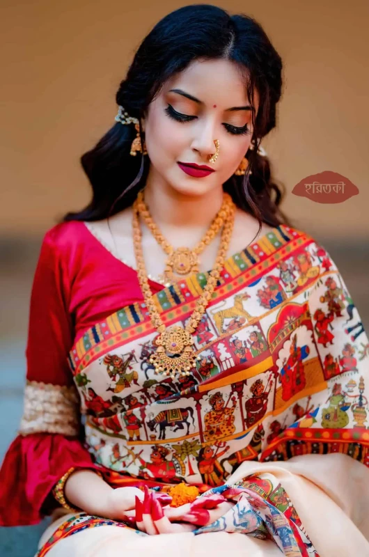 Agamoni Durga Puja Collection Red & White Chumki Saree – ShopBollyWear.Com