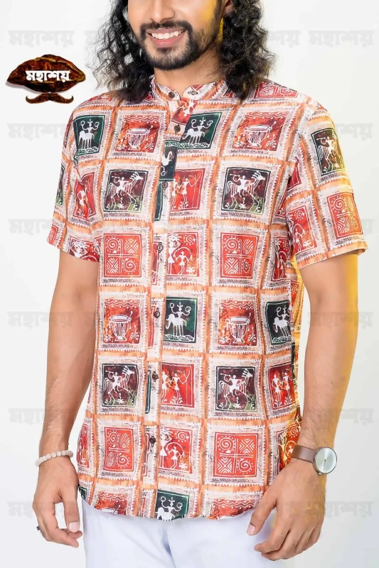 Multicolor Warli Printed Cotton Fusion Shirt