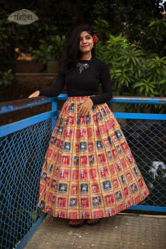 Warli Painting Women Skirt