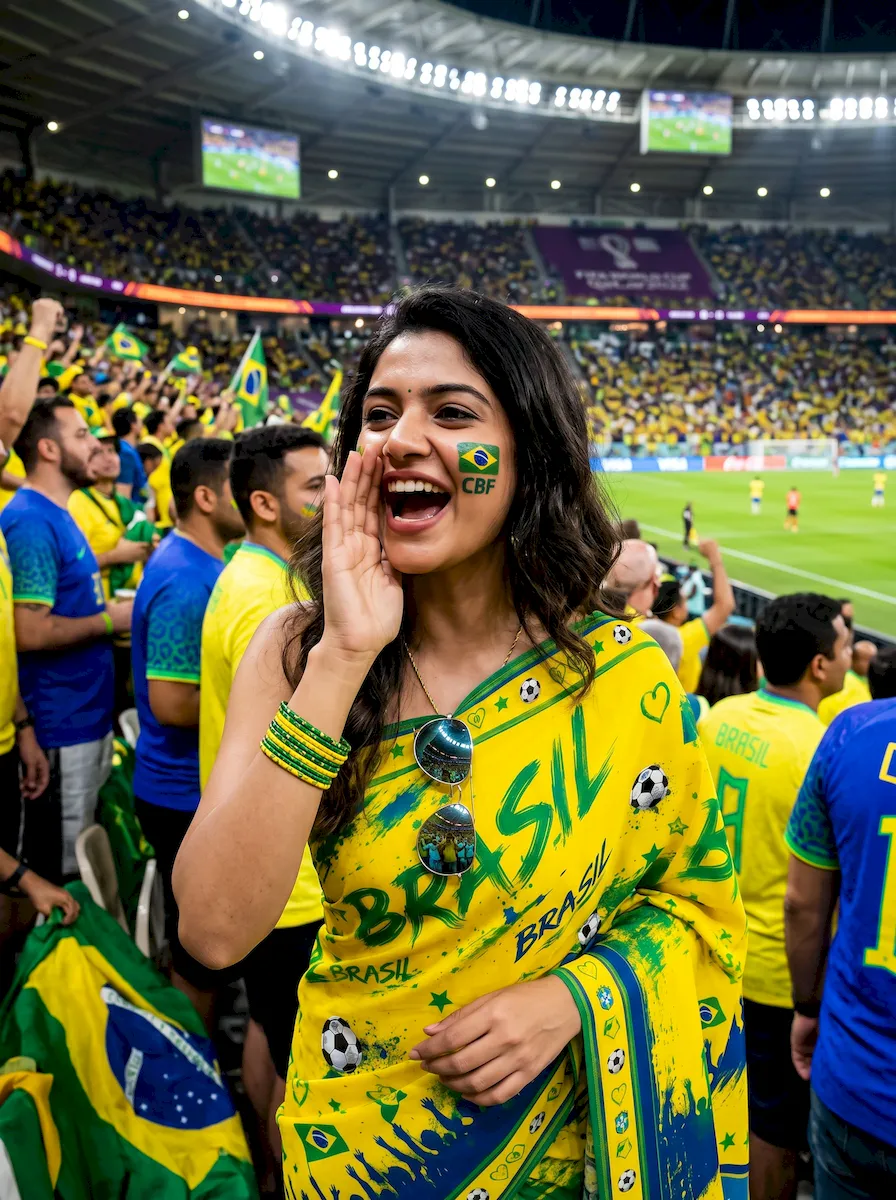 Brazil World Cup Saree