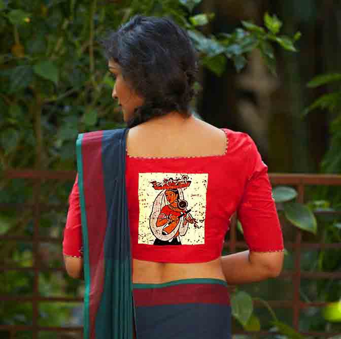Red Batik Art Blouse Piece