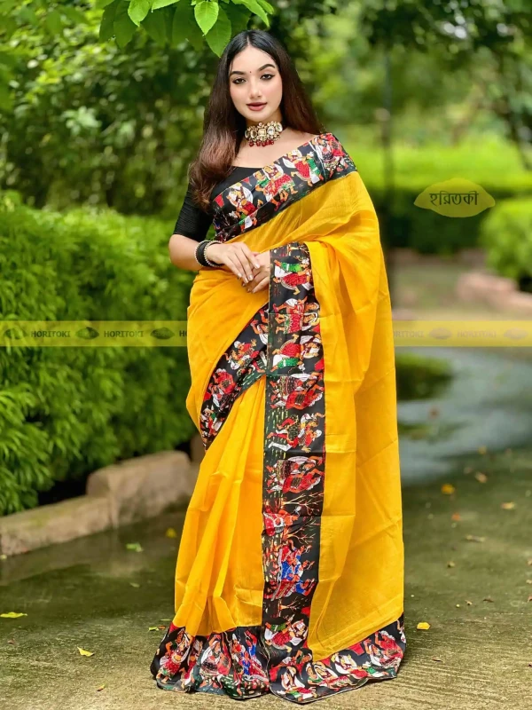 ট্রাইবাল বাসন্তী শাড়ি