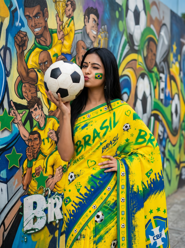 Brazil World Cup Saree
