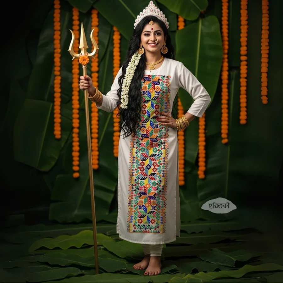 Off White Tapestry Design Kurti